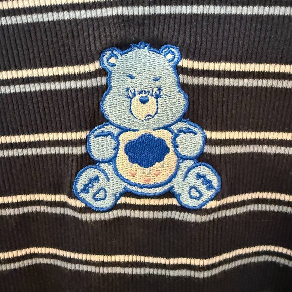 Care Bears‎ Y2K Junior's Cropped Grumpy Bear Striped Shirt Size XL - Picture 3 of 10